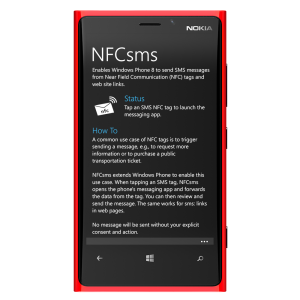 NFCsms on the Nokia Lumia 920